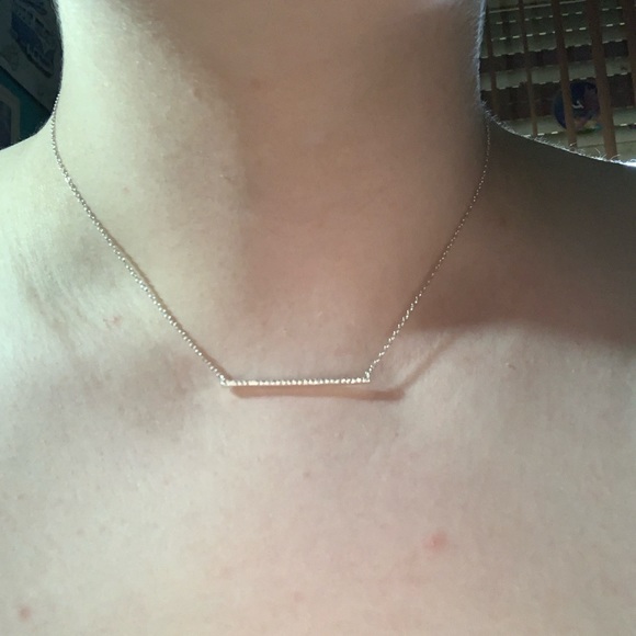 LINE PENDANT WITH CRISTALS THIN CHAIN NECKLACE ⛓️ - Picture 6 of 10